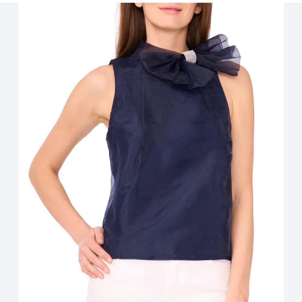 NWT CECE Rhinestone Bow Top
Navy Blue Size Small